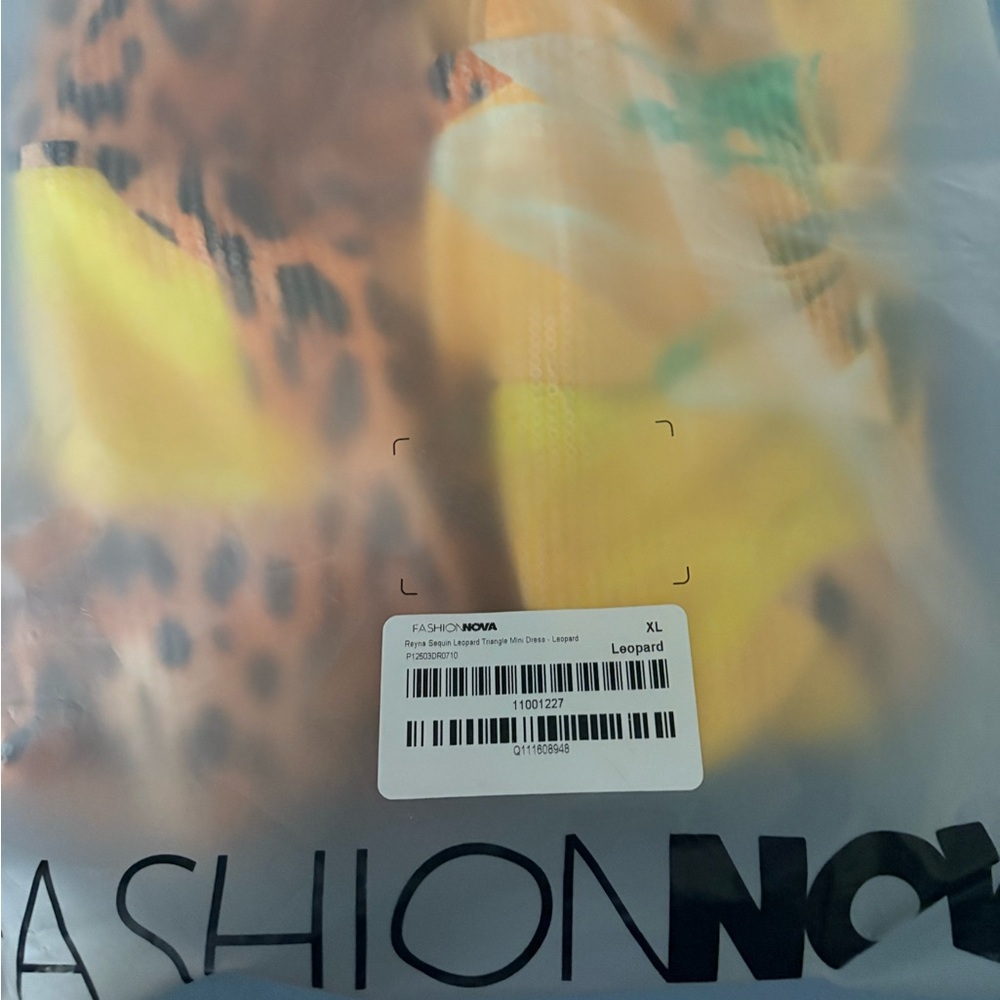 New Fashion Nova Sequin Leopard Print Mini Dress with Yellow Floral Accents XL - Picture 4 of 4